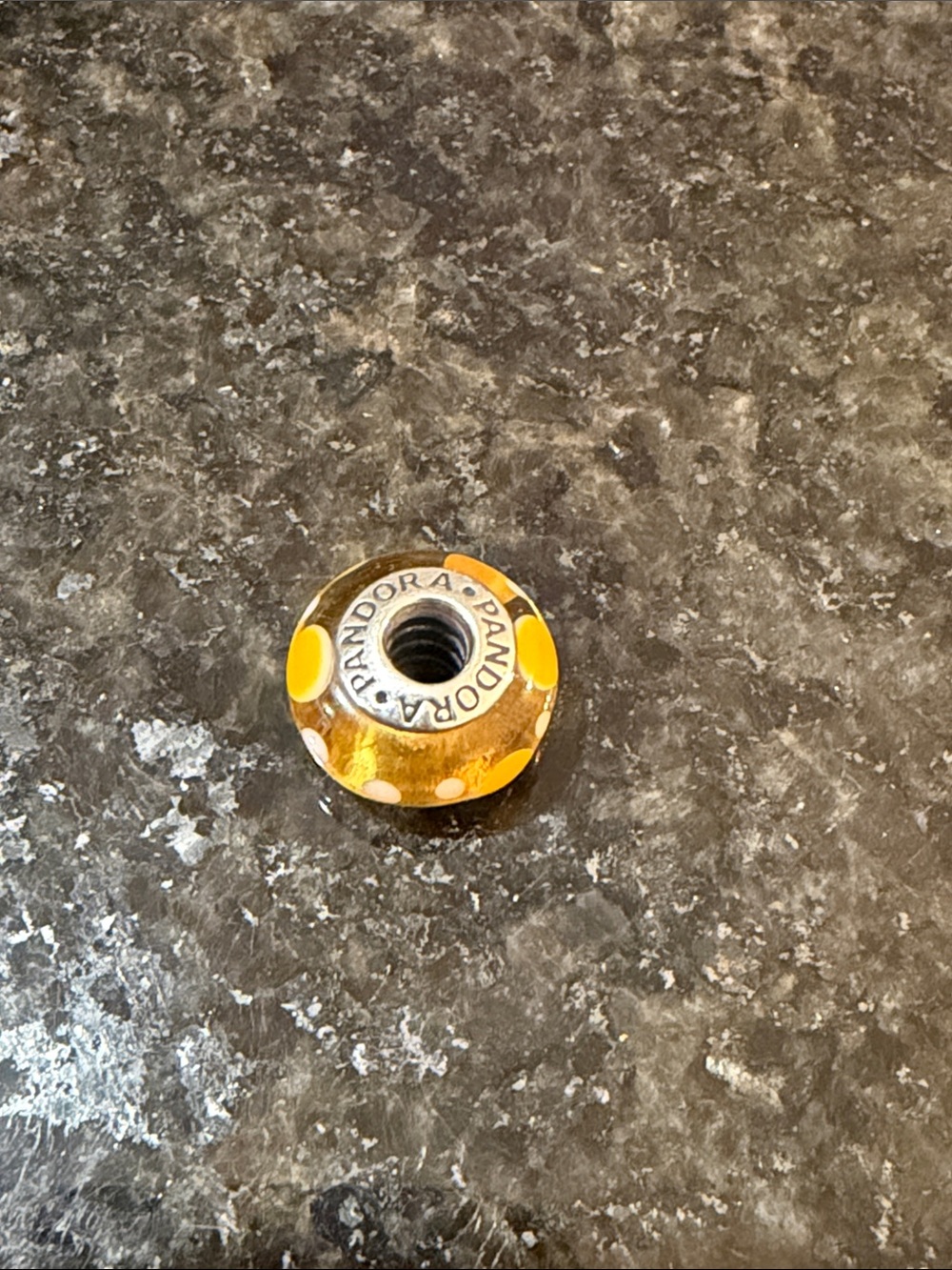 Pandora Yellow Polka Dot Murano Glass Charm